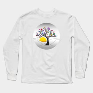 Modern and Colorful Tree Art Structure Long Sleeve T-Shirt